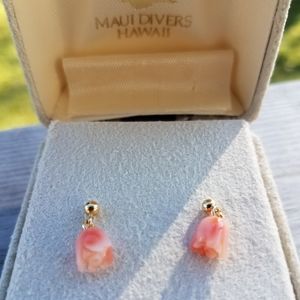 14k pink coral earrings